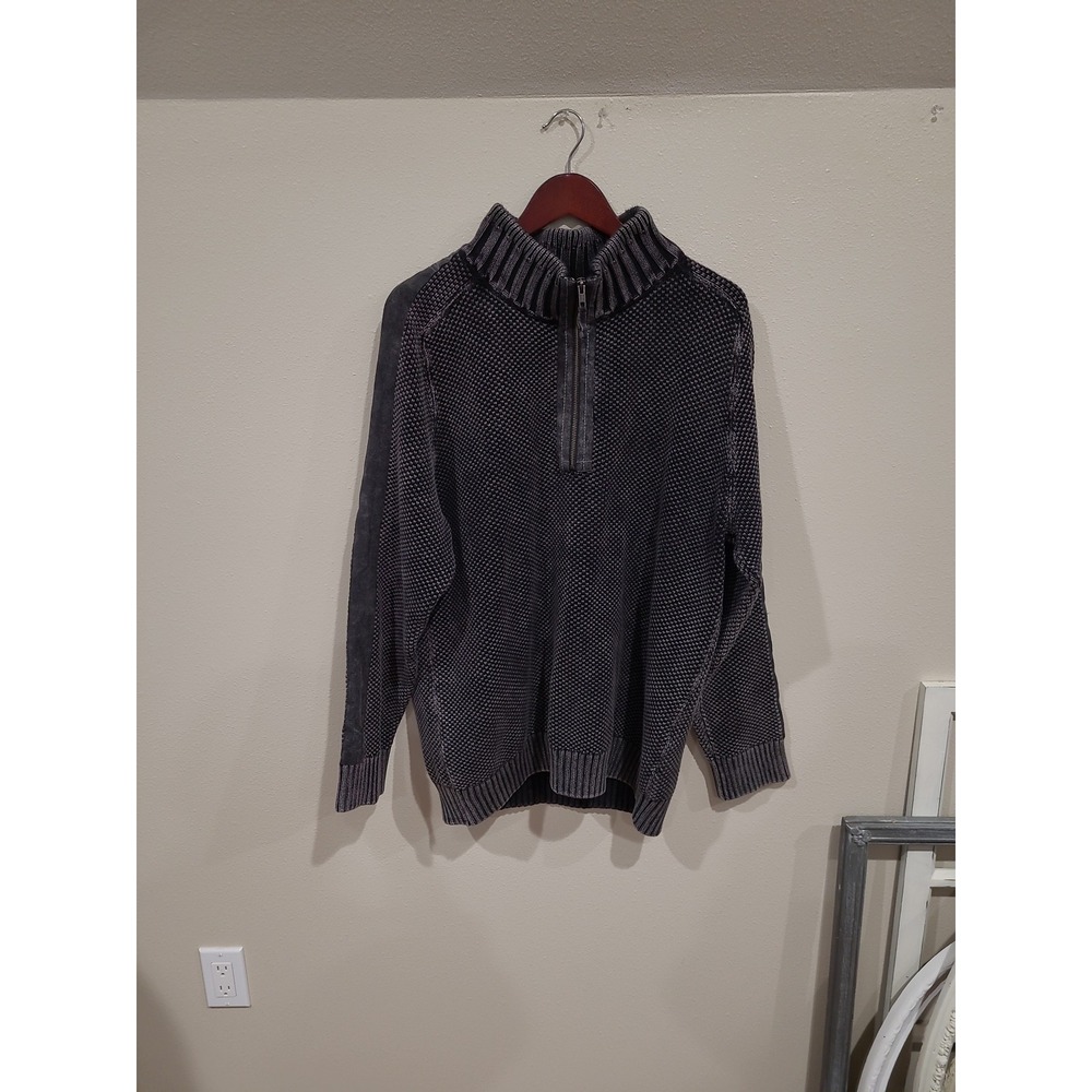 Carbon 2 Cobalt Gray 1/4 zip pulloverβ textured knit sweater Men SZ XL office
